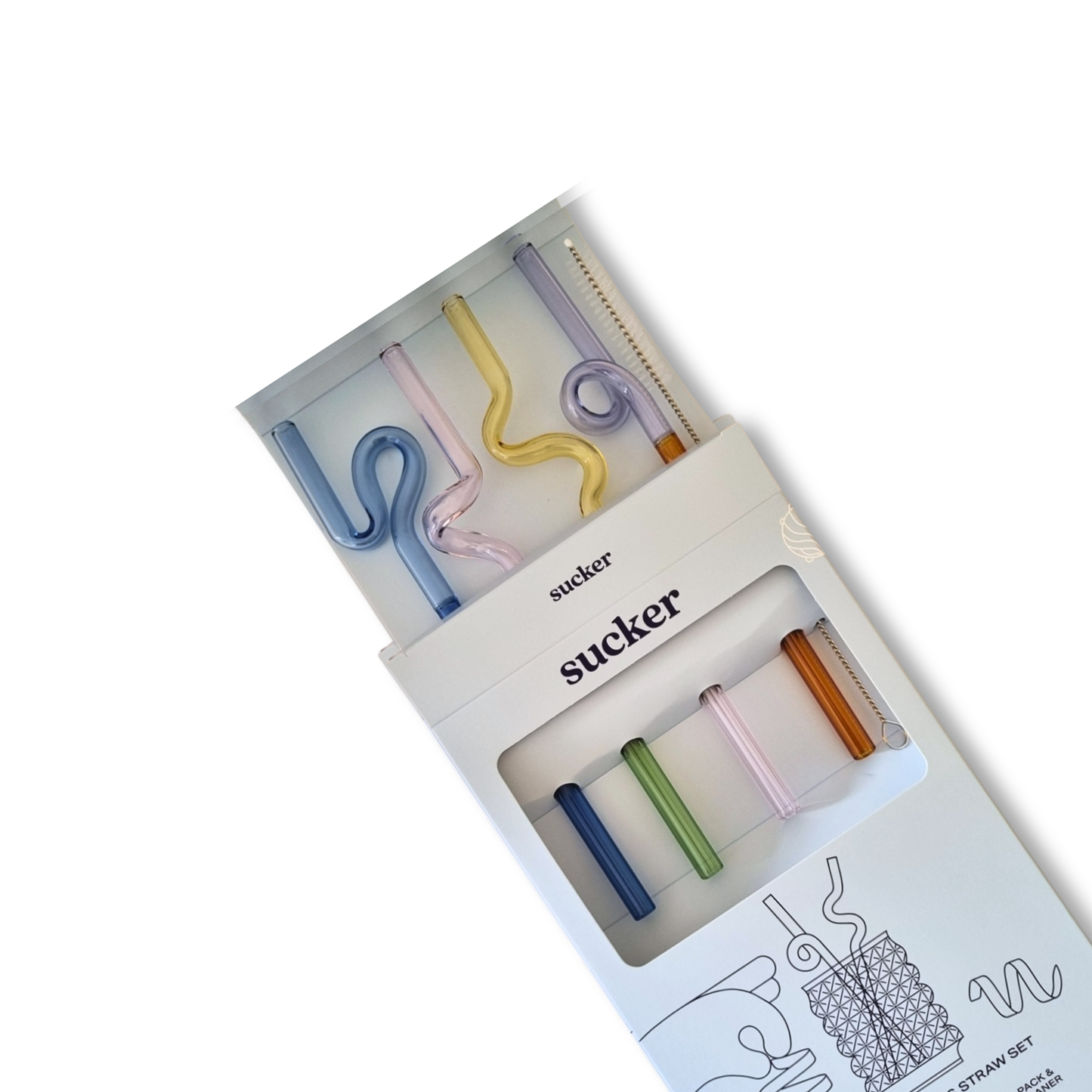 Curly reusable glass straws