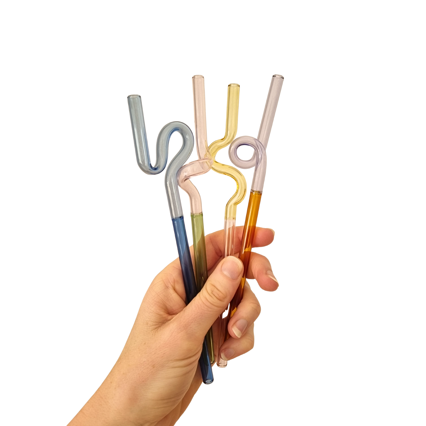 Curly reusable glass straws