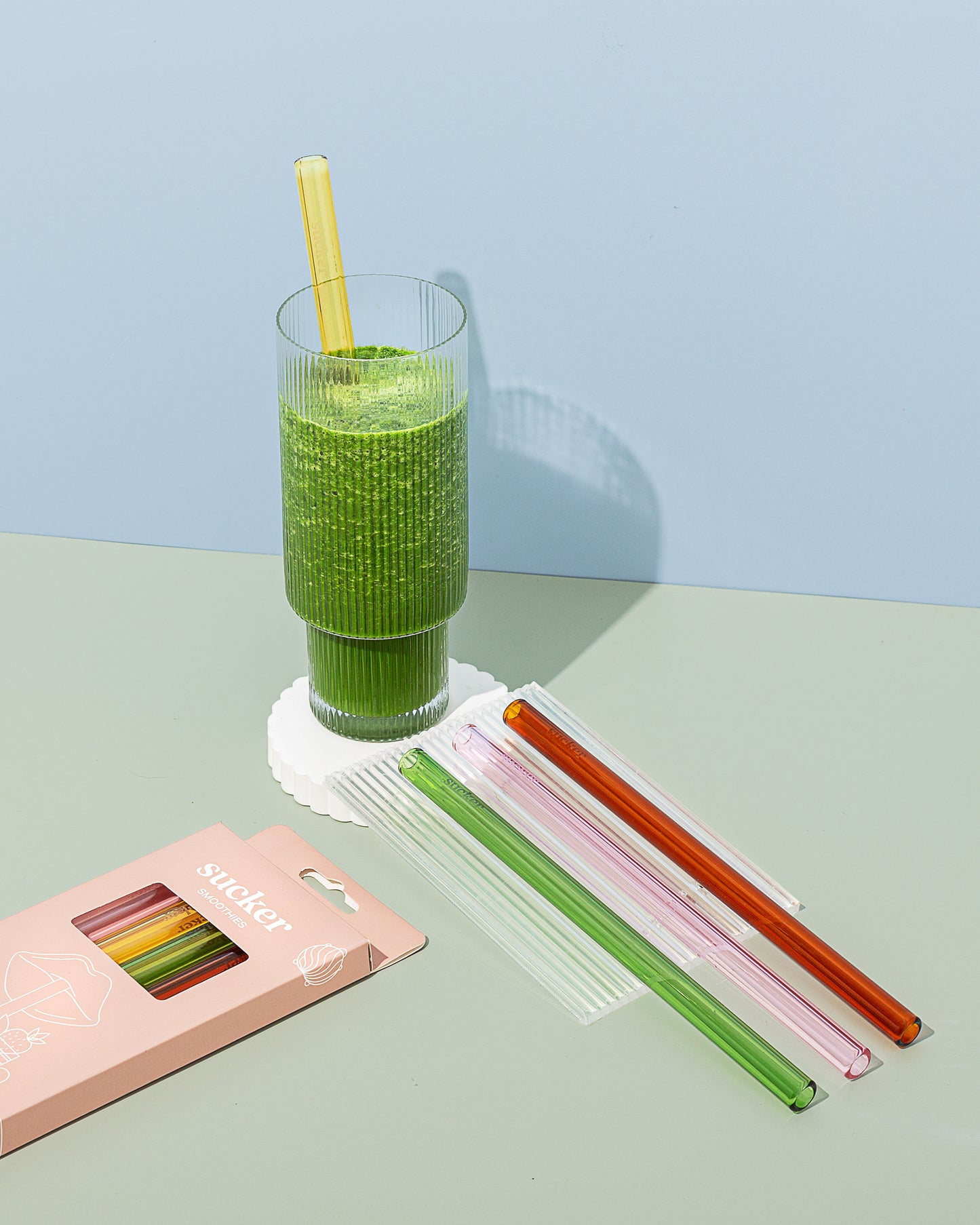 Reusable Glass Smoothie Straws - Multi-colour